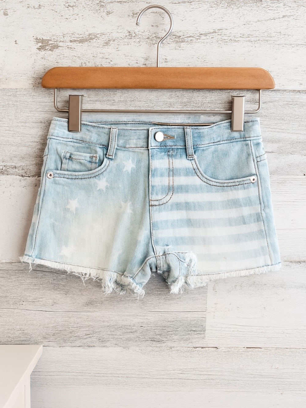 wonder nation Light Blue Star & Stripe Cutoff Denim Shorts
